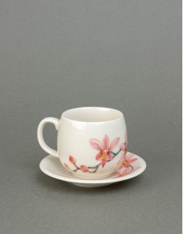 粉蘭花咖啡杯組(3件組)作品圖