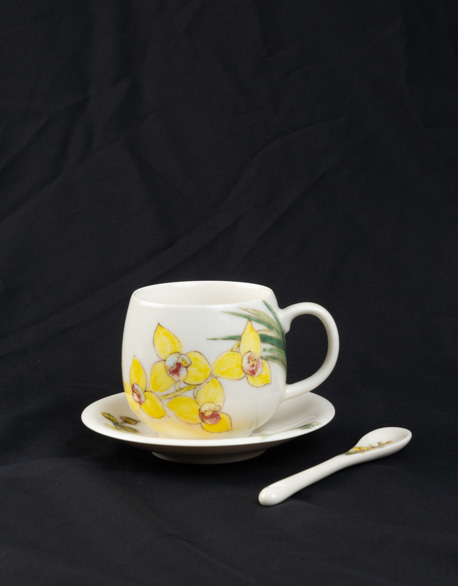 第張蘭花咖啡杯(附茶匙)作品縮圖