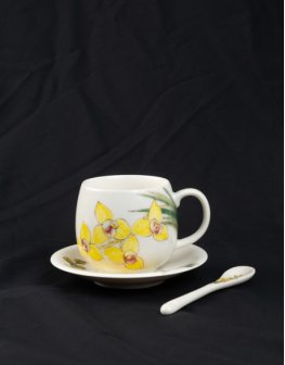 蘭花咖啡杯(附茶匙)作品圖