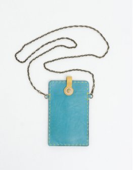 手縫側背手機袋(藍色)作品圖