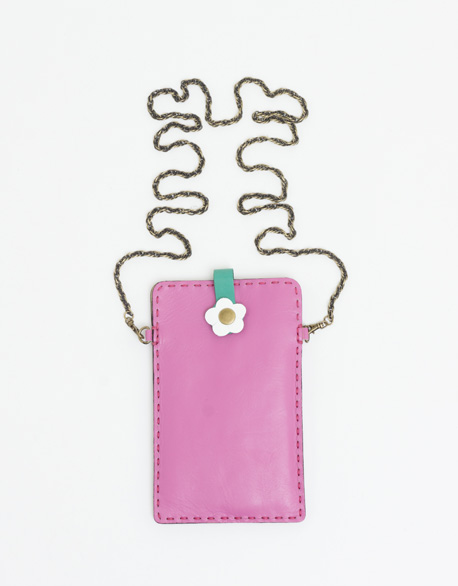 第張手縫側背手機袋(粉紅色)作品縮圖