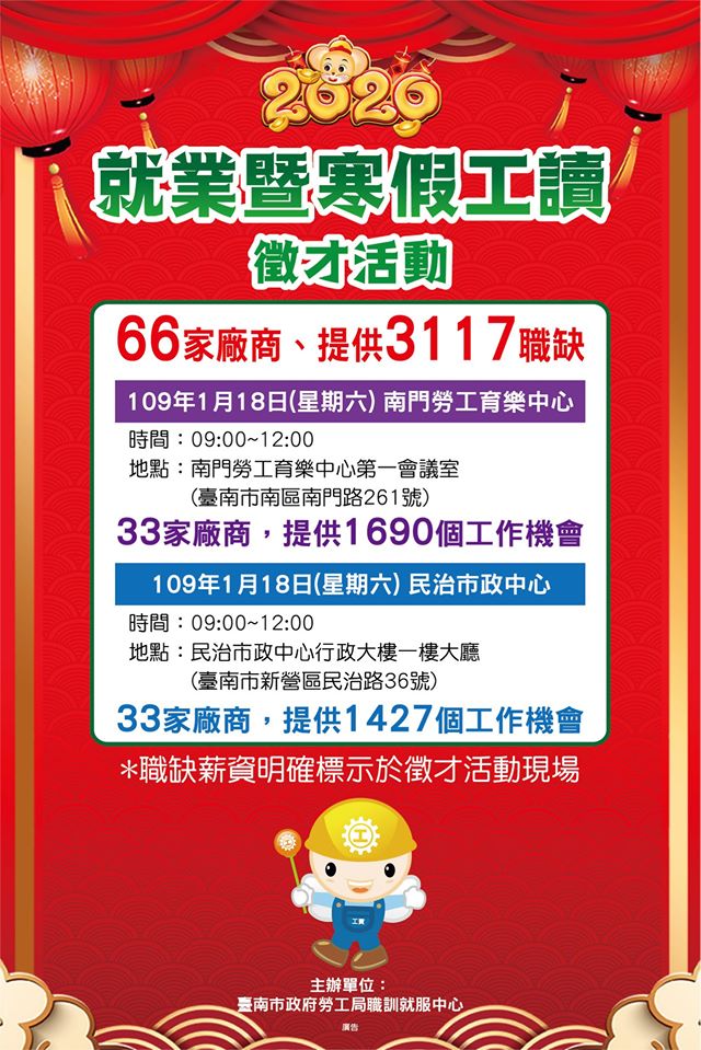 109年度就業暨寒假工讀徵才活動封面圖片