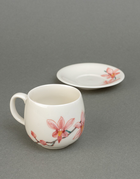 Pink orchid coffee cup