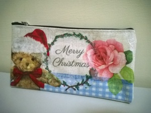 Christmas Bear Cotton Pencil Bag (ordered required)