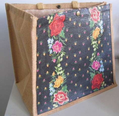 Black rose hemp tote bag to be ordered