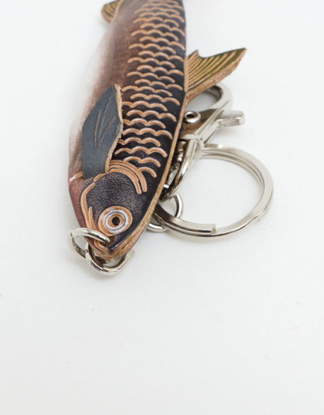 Leather lice fish key ring