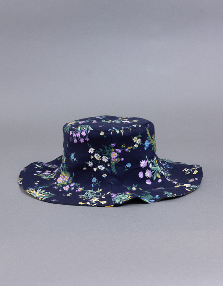 Navy blue double-sided floral cap