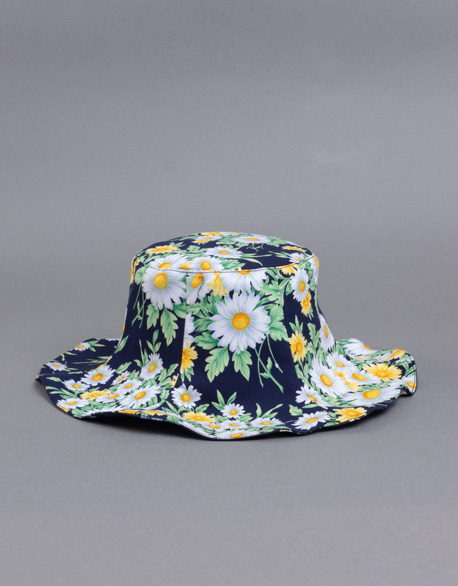 Navy blue double-sided floral cap