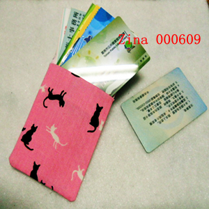Fabric-9-Carry-on business cards.ticket card bag-pink-cat-Zina 000609