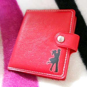 Romantic documents; business card leather collection bag - red 02 - Zina 000717
