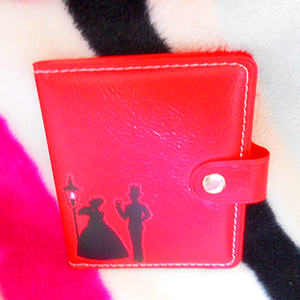 Romantic documents; business card leather collection bag - red 03 - Zina 000718