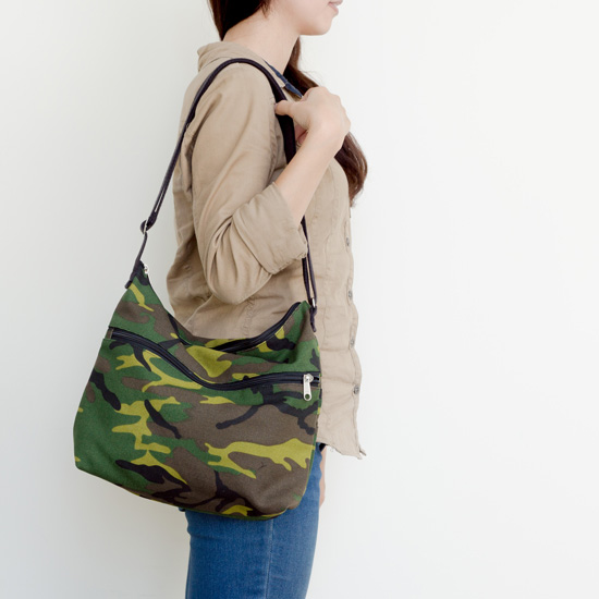 Multi-pocket canvas side backpack
