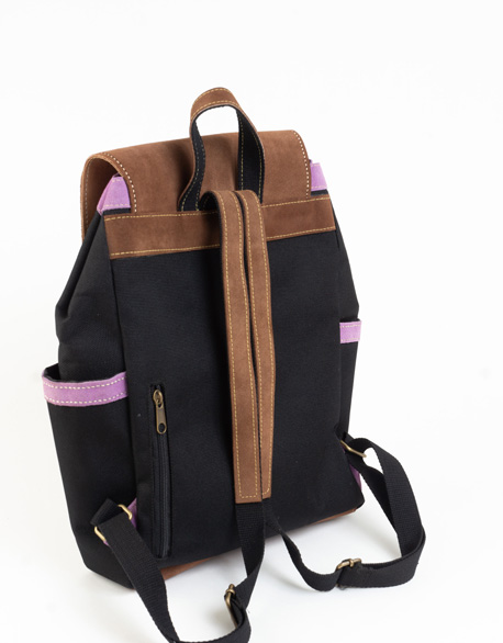 Leather canvas back backpack
