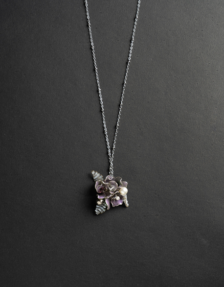 UV膠銅線串珠花項鍊-圖2