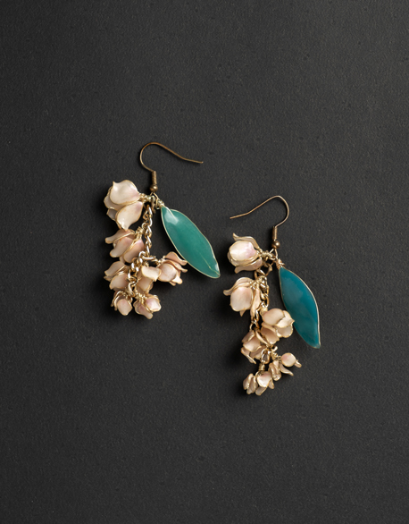 UV膠銅線鈴蘭花耳環-圖2