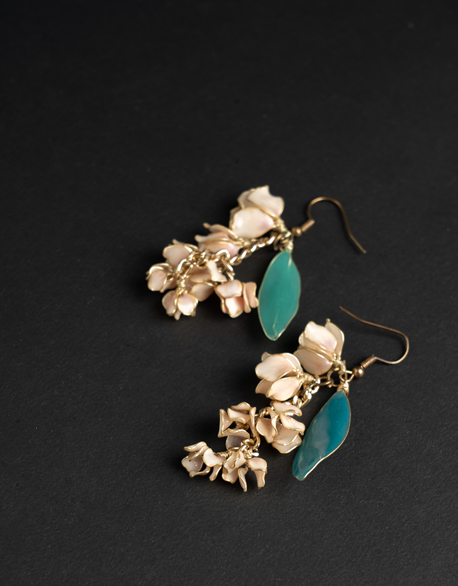 UV膠銅線鈴蘭花耳環-圖1