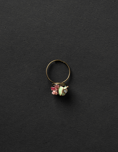 UV膠銅線串珠花戒指-圖1